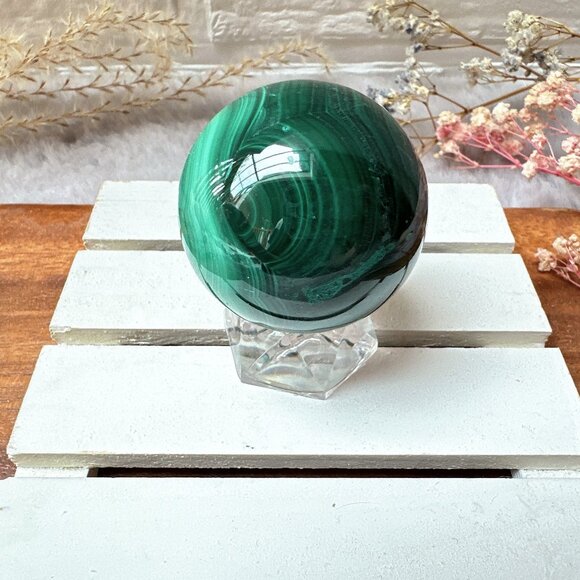 Beautiful Small Malachite Sphere - Picture 5 of 7